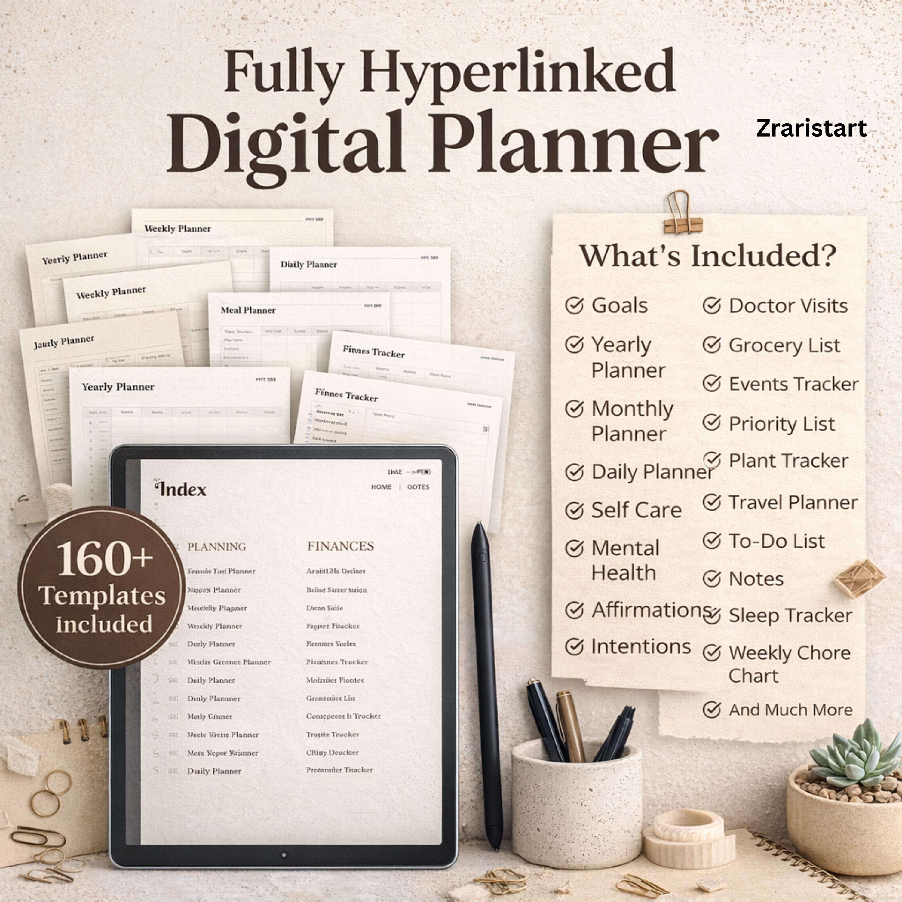 ADHD Digital Planner 2026 for iPad | Hyperlinked Goodnotes Planner ...