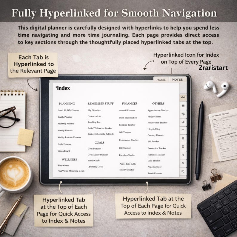 ADHD Digital Planner 2026 for iPad | Hyperlinked Goodnotes Planner ...