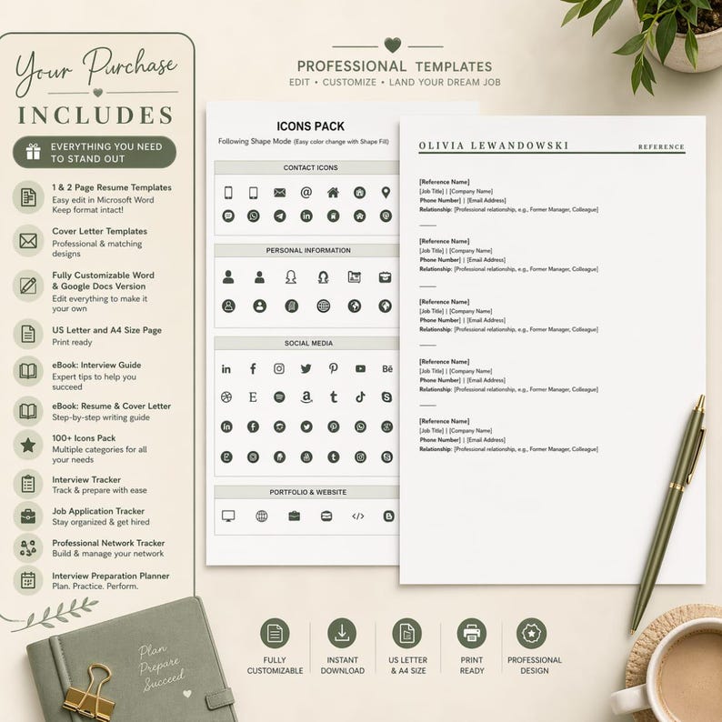 ATS Friendly Resume Template, Word Docs | Professional CV Template ...