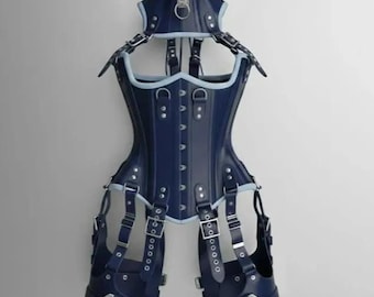Handmade Satin Overbust Corset: Steel Boned, Lace-Up Front - Blue Corset | Gift For Her