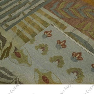Hand Knotted Wool Rug Multicolour Beige Green Abstract Patchwork Design Area Rug Artistic Pattern Modern Wool Rug 3x5 4x6 5x8 6x9 8x10