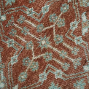 Rust Terracotta Ivory Hand Knotted Wool Rug Geometric Tribal Tree Pattern Handmade Area Rug For Living Room Bedroom Decor