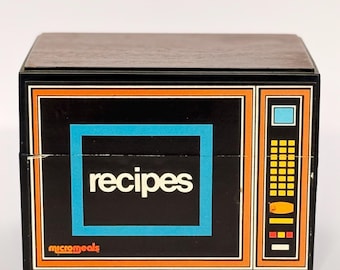 Caixa de receitas de plástico vintage da Micromeals, de 1981, com todos os 216 cartões de receitas originais para micro-ondas | Retrô, anos 80, decoração para casa, cozinha, Stranger Things