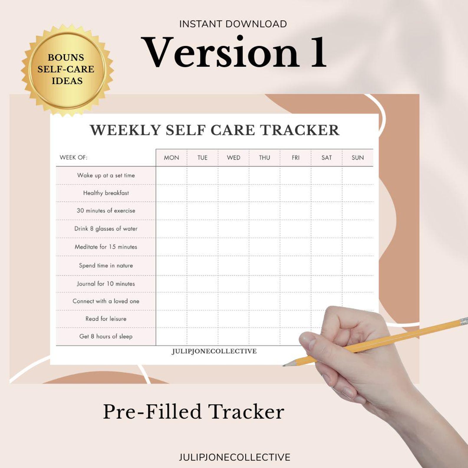 Weekly Self Care Tracker, Daily Routine Planner (printable PDF) - Etsy