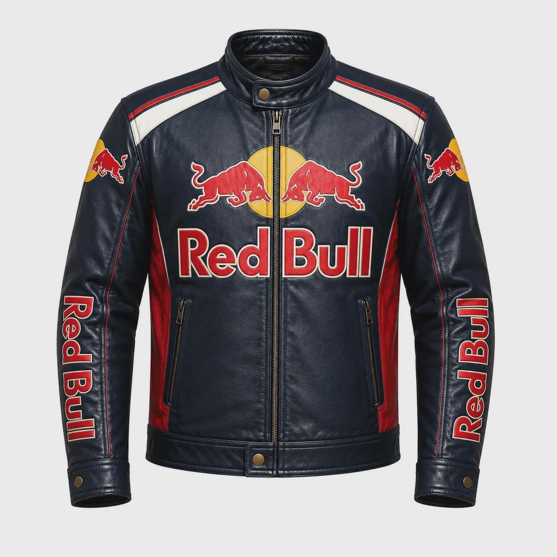 Red Bull Leather Racing Jacket - Etsy