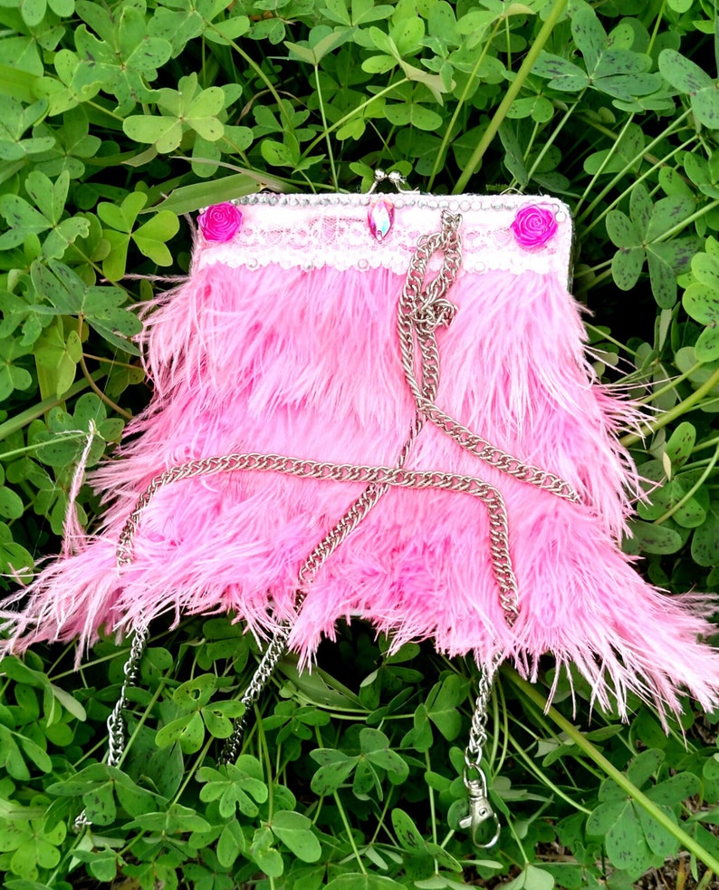 Ostrich Feather Purse Clutch Purse Formal Purse Shoulder Etsy