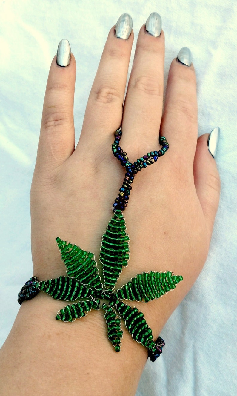 Pot Leaf Bracelet Marijuanna Bracelet Ring Bracelet Etsy
