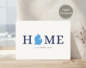 Michigan Home Printable Card – Relocation, Moving Away, digital download