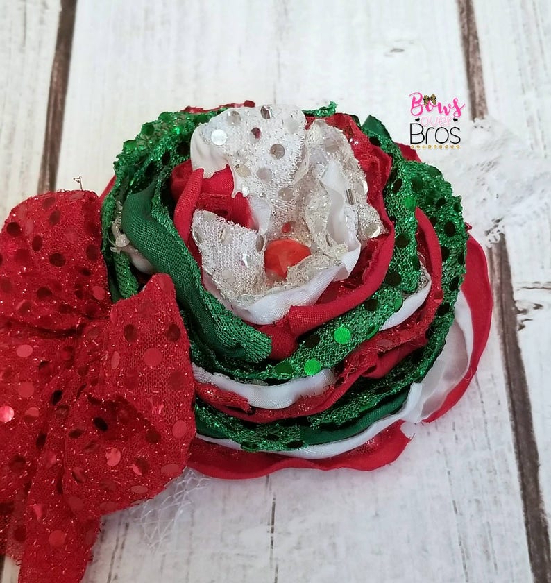 Christmas Couture Headband Christmas Headband Layered Boutique Headband Holiday Headband Satin Boutique Headband Layered Satin Headband