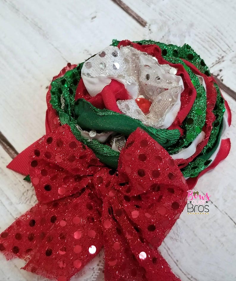 Christmas Couture Headband Christmas Headband Layered Boutique Headband Holiday Headband Satin Boutique Headband Layered Satin Headband