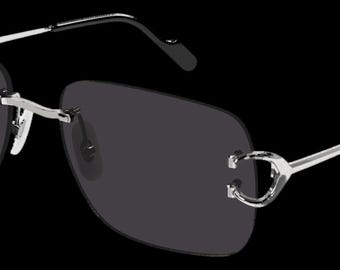 Vintage Cartier CT0330S Square Sunglasses Gold Grey 80s 57mm