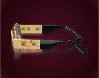 Versace Y2K Vintage Wrap Around Visor Shield Sunglasses Model 2034