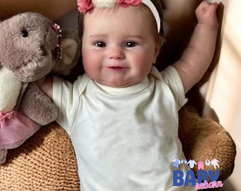 Muñeca bebé reborn de 19 pulgadas, cuerpo completo de vinilo de silicona suave y realista, hecha a mano, con venas en la piel en 3D.