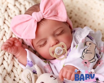18 Inch Reborn Baby Doll Soft Cloth Body Realistic Handmade Newborn Art Doll with 3D Skin Tone