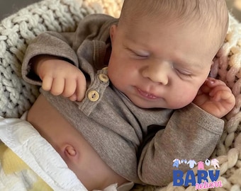 19 Inch Reborn Baby Doll Full Body Silicone Vinyl Soft Realistic Handmade Newborn Art Doll with 3D Skin Veins