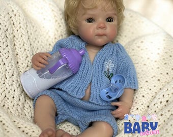 13-calowa lalka-niemowlak dla wcześniaka, silikonowa, realistyczna, noworodkowa dziewczynka z wrośniętymi blond włosami i zielonymi oczami, idealny prezent