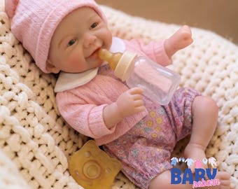 Muñeca bebé reborn de silicona de cuerpo completo – 30 cm (12 pulgadas) de aspecto realista, coleccionable, con boca abierta y compatible con chupete.