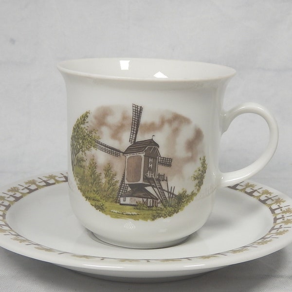 Ensemble de tasses à café en porcelaine, moulin à vent historique, 5 oz, Wiuterliug Schwarzenbach, Bavière, Allemagne, #1 Standerdmolen