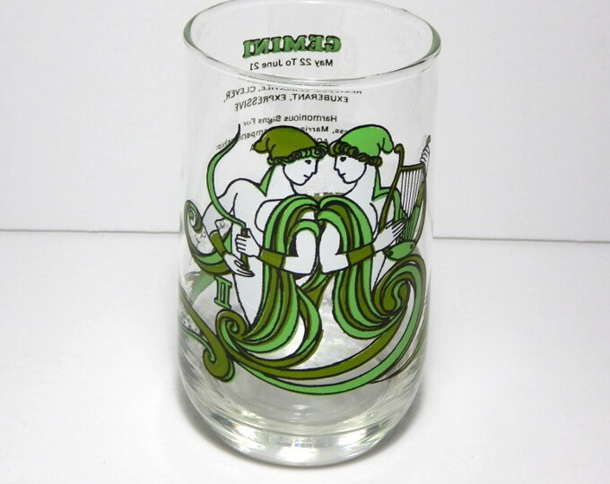 Vintage 1976 Gemini Twins Air Sign Zodiac Drinking Glass Etsy