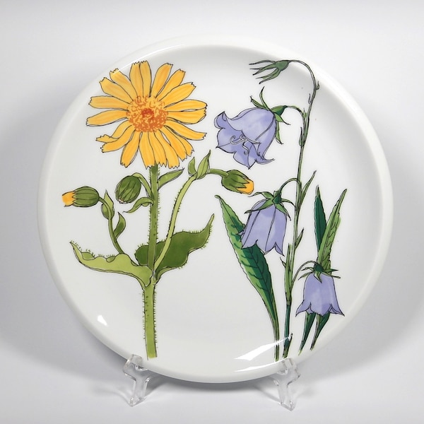 9" Porcelain Plate SPAL Porcelanas Portugal Decorative Leopard's Bane, Bluebell Flowers Floral