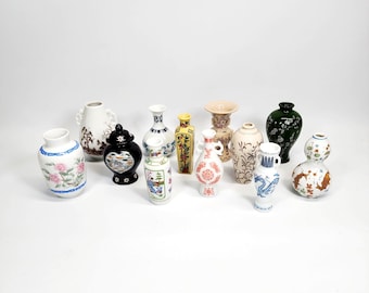 12 miniaturas de porcelana Franklin Mint de Japón, mini jarrones, 1980, Tesoros de las Dinastías Imperiales