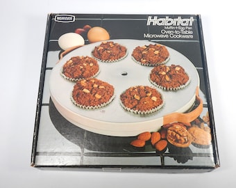 Unused Wearever Habitat Muffin and Egg Pan Non-Stick Microwave Cookware Wood Handles, Oven Safe to 350ºF