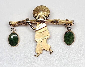 Broche de jade nefrita chapado en oro de Boyd Bond, portaagua de 4,2 g