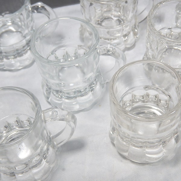 15pc Lot Clear Glass Mini Beer Mug Shot Glass Steins 2" Federal & Unsigned