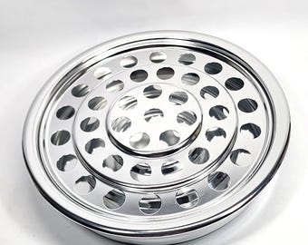 2-pc Communion Wine Tray & 40-Cup Insert Polished Aluminum Artistic Churchware 12.5"  -A