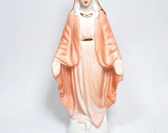 Estatua de porcelana de la Virgen María, modelo Peach Elegance, Giftcraft, 6.25"