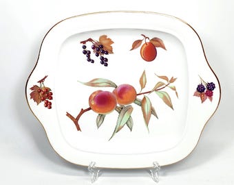 Plato cuadrado de porcelana Royal Worcester Evesham para pasteles, postres y sándwiches, 9,5 pulgadas.