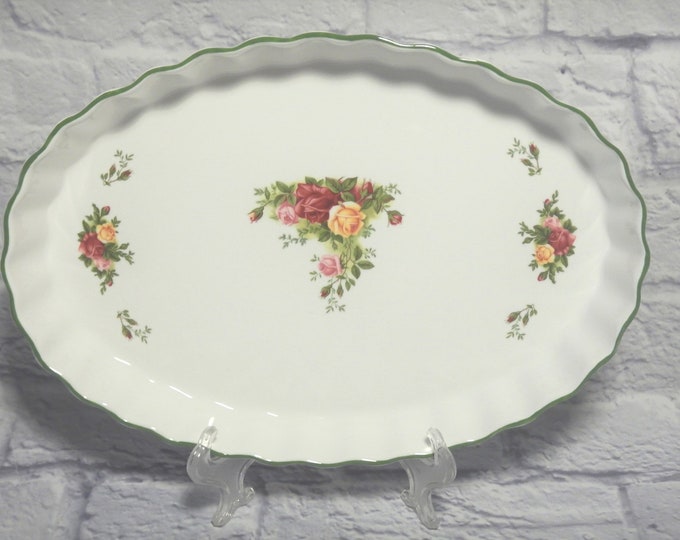 Royal Albert Old Country Roses Quiche Flan Oval Baker Fine Bone China