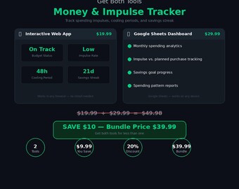 Paquete de seguimiento de gastos para TDAH / Panel interactivo + Hojas de cálculo de Google / Kit de herramientas financieras para TDAH