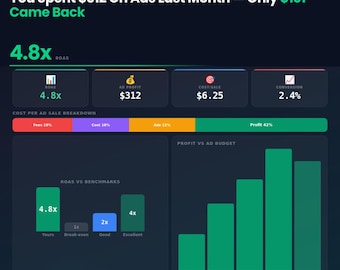 Calculadora de ROI de anuncios de Etsy / Analizador de gasto publicitario y seguimiento de ROAS / Descarga digital interactiva
