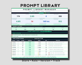Gestor de la biblioteca de indicaciones de IA / ChatGPT, Claude, Organizador de Midjourney (Descarga digital)