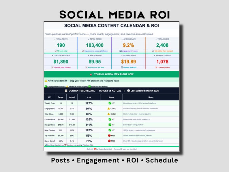 Social Media Content Calendar Google Sheets - CreatorSystemLab