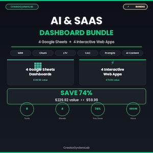AI- en SaaS-dashboardbundel | 8 tools voor MRR, churn, prompts en AI-contenttracking