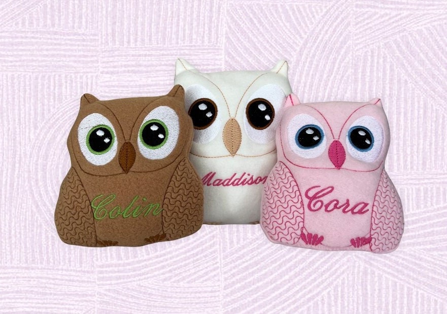 Personalized Plush Owl, Gift for Kids, Plush toy for baby, Fleece Owl, Stuffed Animal, Snuggle Toy,