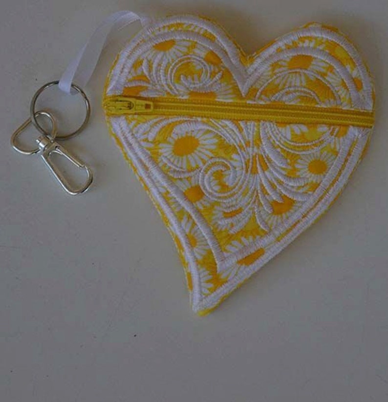 Heart Coin Purse Yellow Heart Backpack Clip Purple Zipper Pouch Back To School Pocket Purse