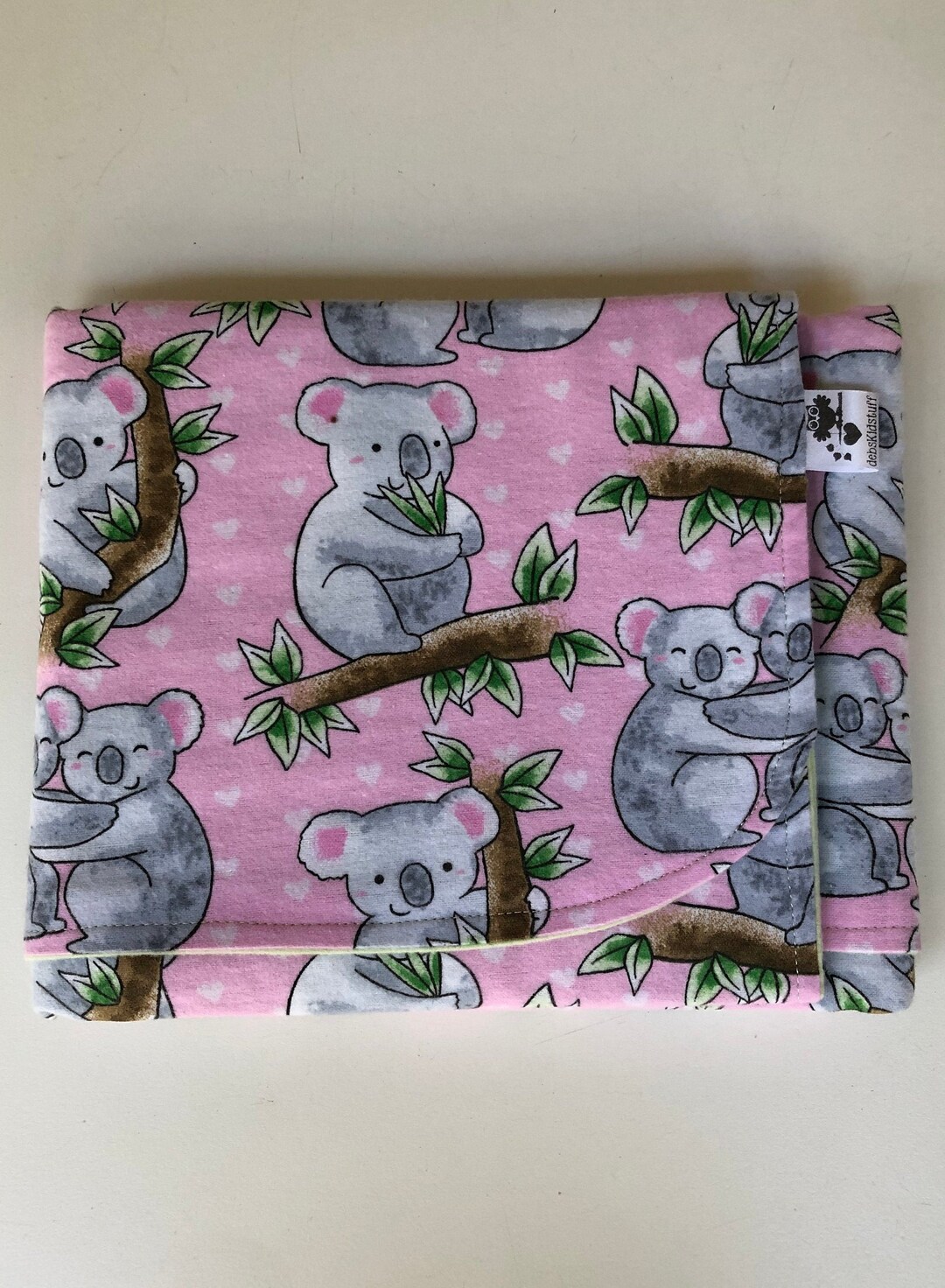 Baby Girl Blanket With Koalas, Cozy Flannel, READY TO SHIP, Pink