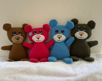 Teddy Bear Plushie, Gift for Kids, READY TO SHIP, Choose Color, Fleece Bear, Toy for Kids, Snuggle Toy, Kids Toys, Baby Shower, Kid Birthday