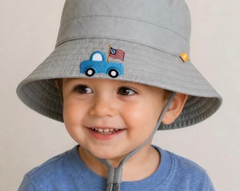 Patriotic Kids Bucket Hat, Ages 6 Months - 5 Years, Choose Size and Design, Beach and Playground Wear, Adjustable Bucket Hat, Baby/Toddler