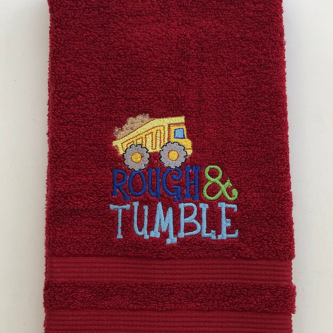 Boys Truck Hand Towel Large Deep Red Towel Rock Hauler Etsy