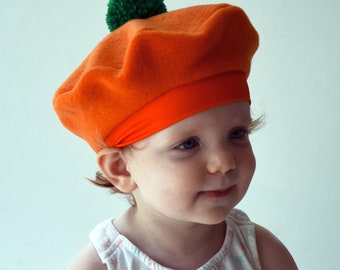 Kids Halloween Costume, Pumpkin Hat, Newborn to Age 9, Fall Hat, Outer Wear, Orange Fleece, Photo Prop, Kids Hats, Toddler Hat, Baby Hat