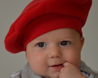 Kids French Beret CHOOSE COLOR Fleece Christmas Valentines Winter Baby Hat Toddler Hat Paris Birthday Party Hat Outer Wear Photo Prop