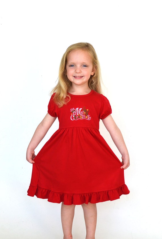 Little Girls Christmas Dress, Short or Long Sleeve, Red Knit W/ Ruffle,  Sizes 2, 3, 4, 5, Machine Embroidery, Gift for Girls, Holiday Outfit - Etsy