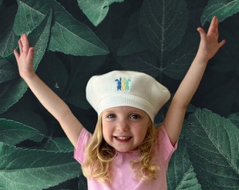 Kid's Spring Hat, French Beret, Machine Design, NB to 10 years, CHOOSE COLOR, Fleece Outer Wear, Kids Beanie, Photo Prop, Gift for Girls