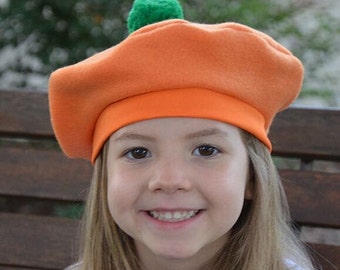 Halloween Costume Pumpkin Hat Orange Green Pom Pom Halloween Costume Outer Wear Orange Fleece Photo Prop Toddler Winter Kids Hat Baby Hat