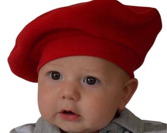 Kids French Beret, CHOOSE COLOR, Fleece Hat, Christmas, Valentines, Winter Baby Hat, Toddler Hat, Paris Birthday, Outer Wear, Photo Prop