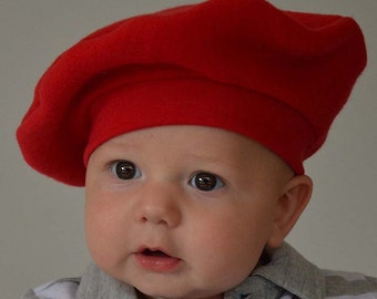 Kids French Beret, CHOOSE COLOR, Fleece Hat, Christmas, Valentines, Winter Baby Hat, Toddler Hat, Paris Birthday, Outer Wear, Photo Prop